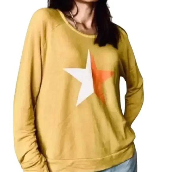 Anthropologie Sundry Texas Star Mustard Sweatshirt, size S - Picture 1 of 6